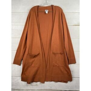 Duluth Trading Duster Sweater Womens XL Rust Long Open Cardigan Knit Stretch